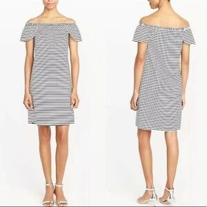NWT J. Crew Off Shoulder Striped Dress Women Size XS Color Black/White